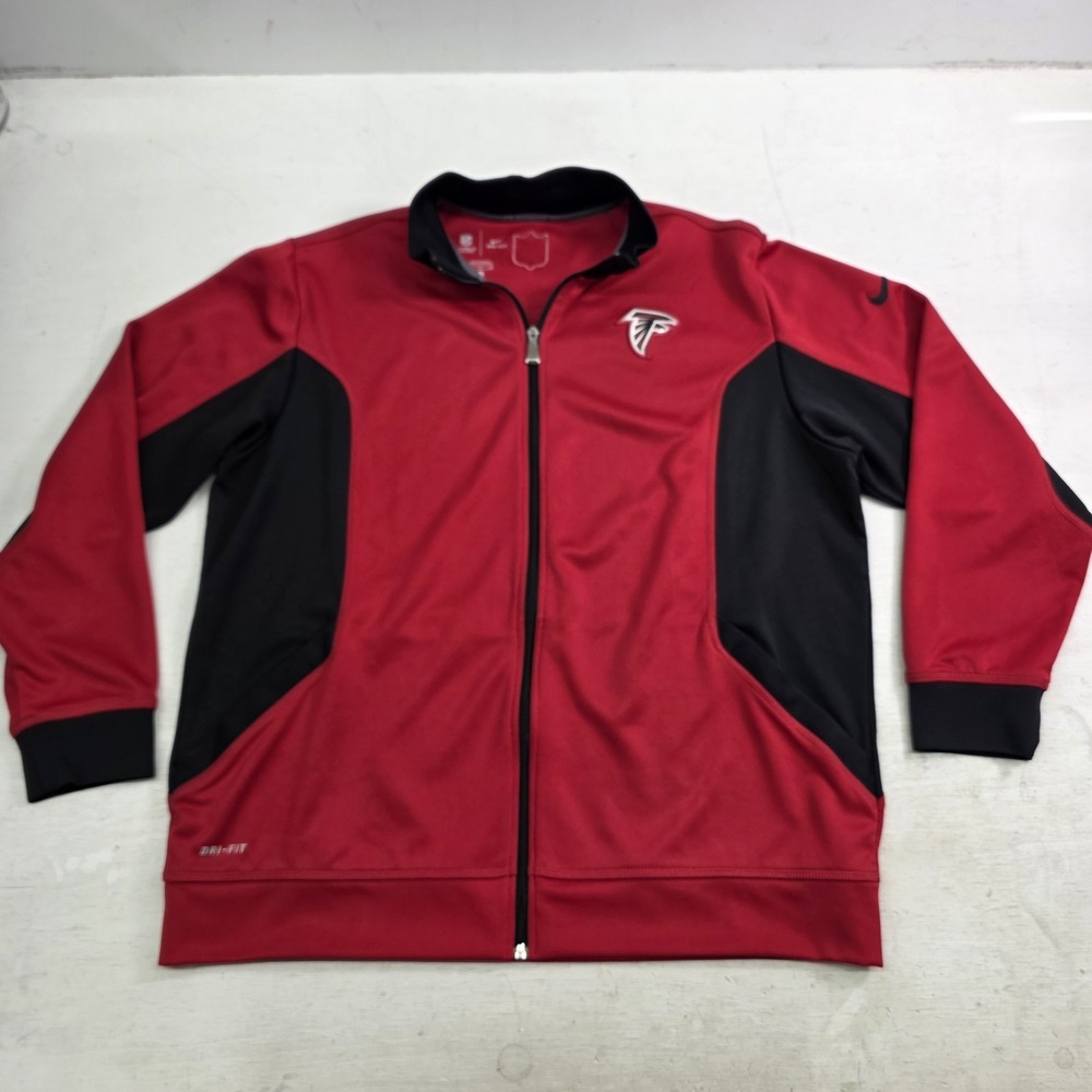 NFL Atlanta Falcons Nike On Field Mens XL Black Red Embroidered Track Jacket EUC